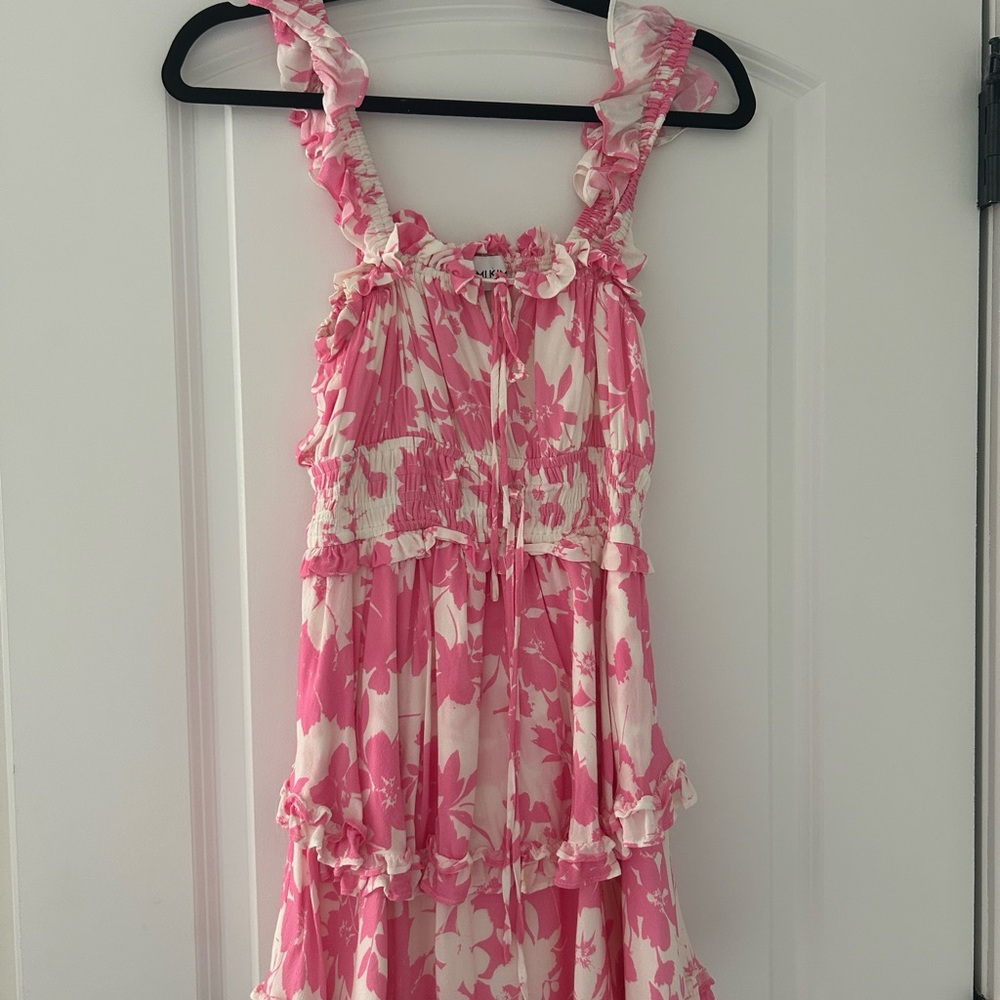 Yumi Kim Pink and Cream Ruffle Dress